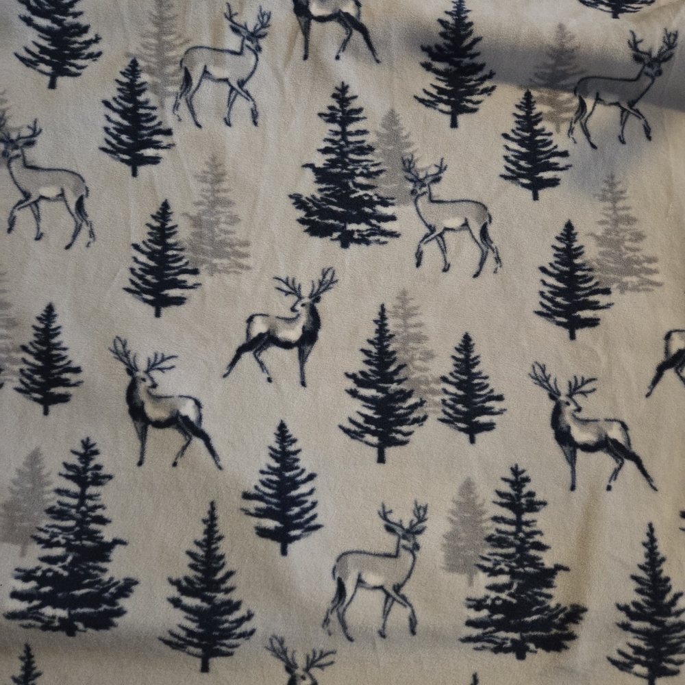 3 Yards Joann Fabrics Fabric Reindeers Dear Christmas Tree Trees Fleece WIDE